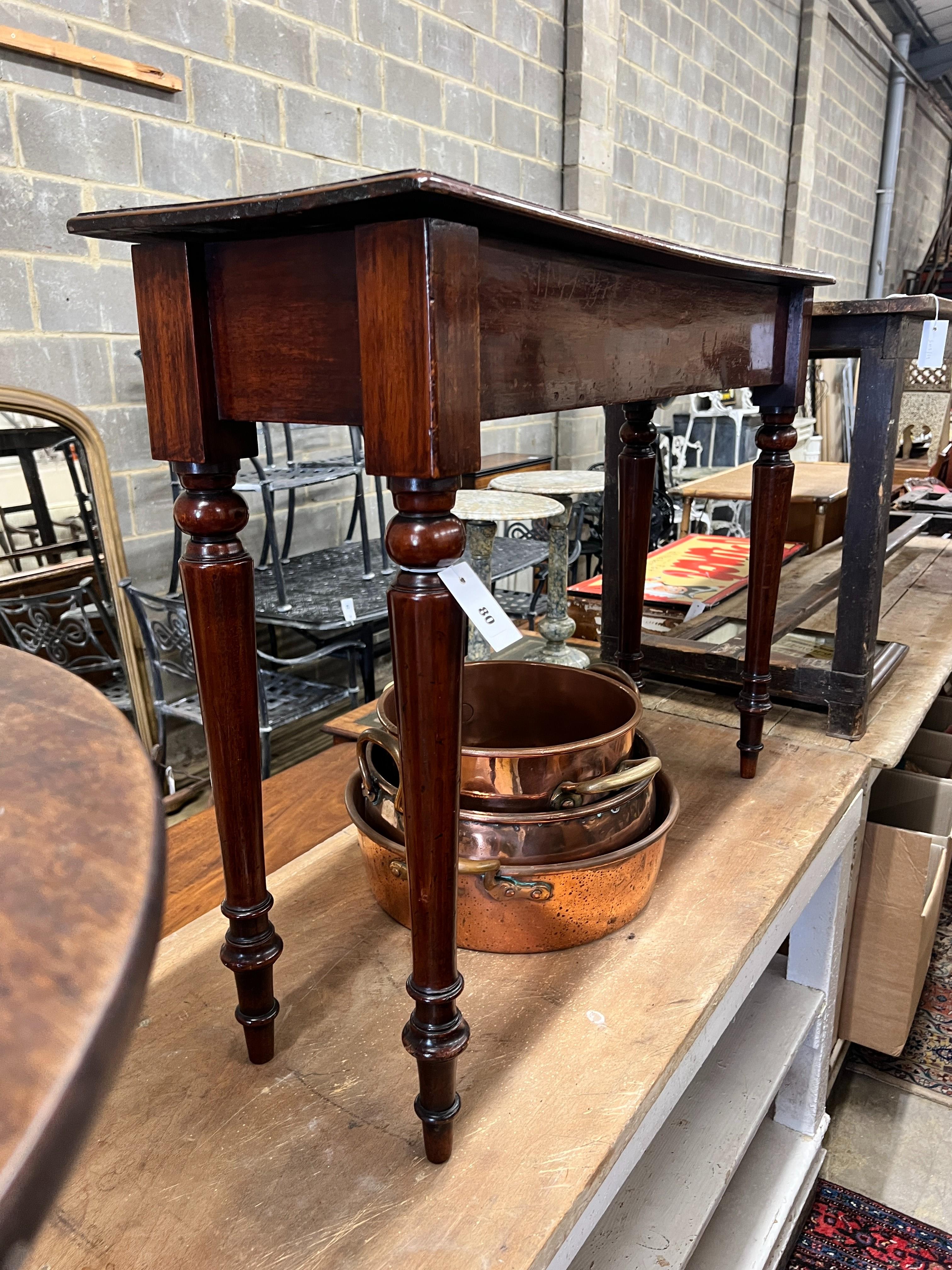 A Victorian mahogany console table, width 100cm, depth 32cm, height 77cm